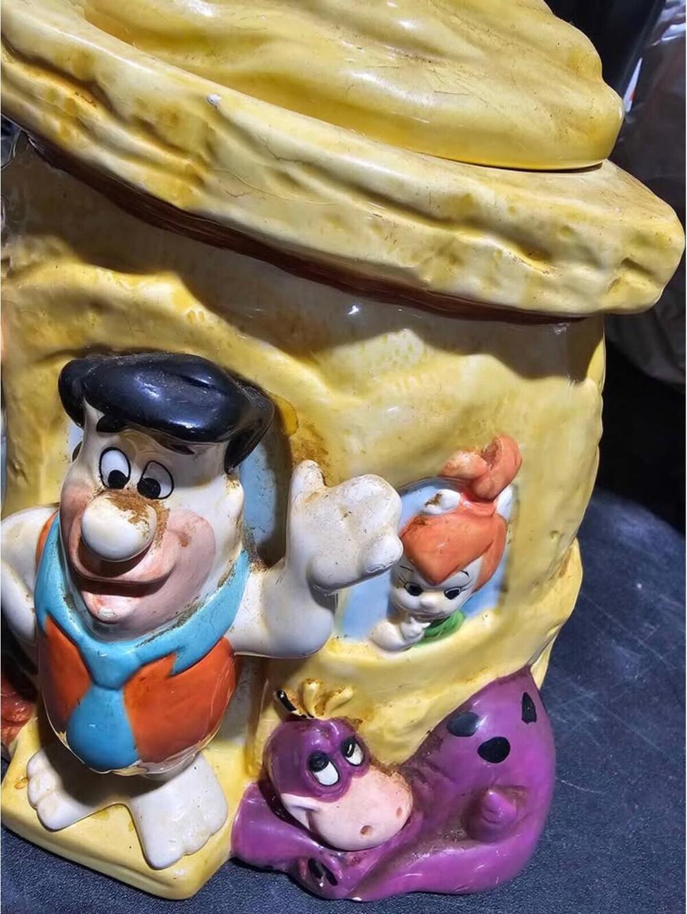 RARE VINTAGE HANNA BARBERA THE FLINTSTONES HOUSE COOKIE JAR ! 1990s - Picture 2 of 10